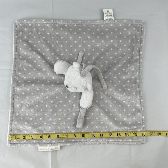 Blankets & Beyond Teddy Bear Grey White Polka Dot Lovey Blanket Pacifier Holder - Picture 4 of 7